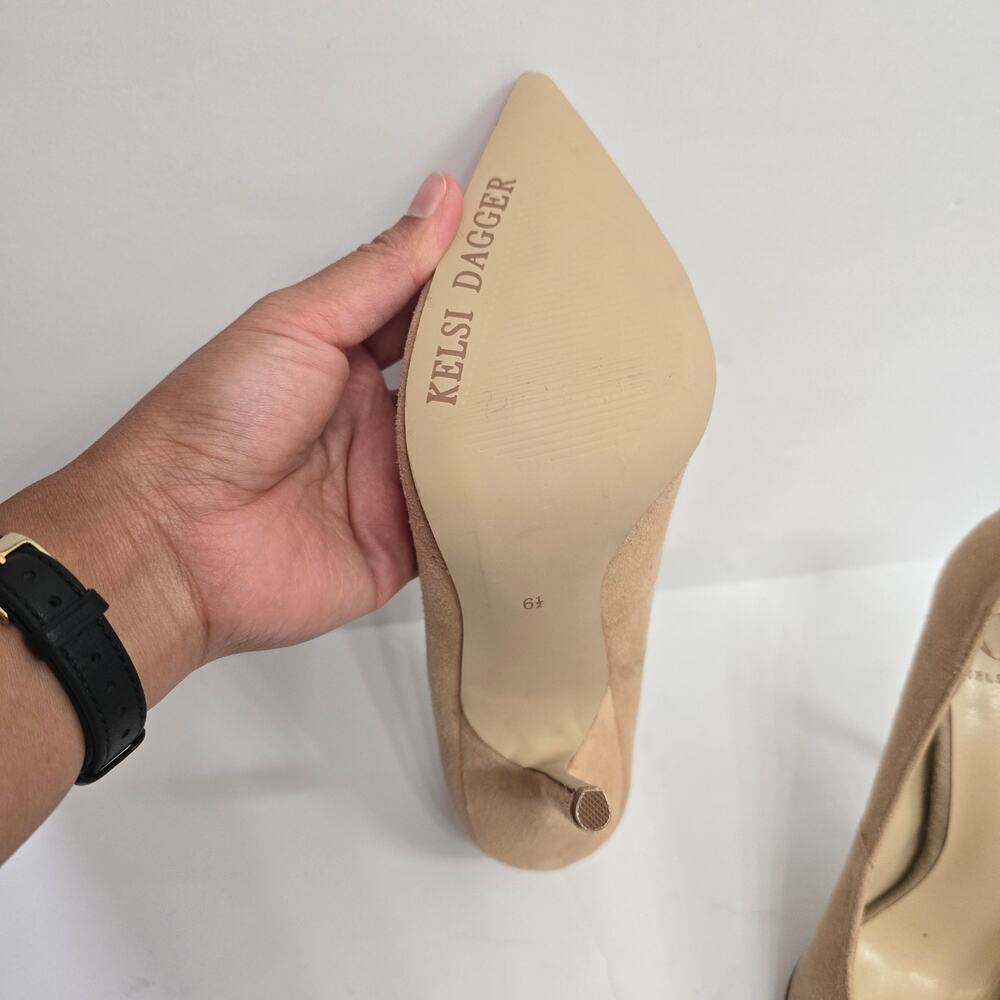 Kelsi Dagger Women’s Suede High Heel Pumps Size 6.5 Beige Nude Leather Shoes - Picture 9 of 11
